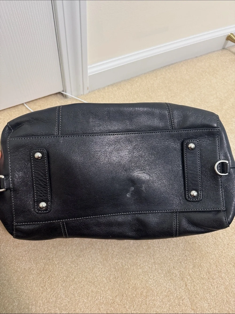Coach Black Leather Shoulder Bag with Silver-Tone Hardware